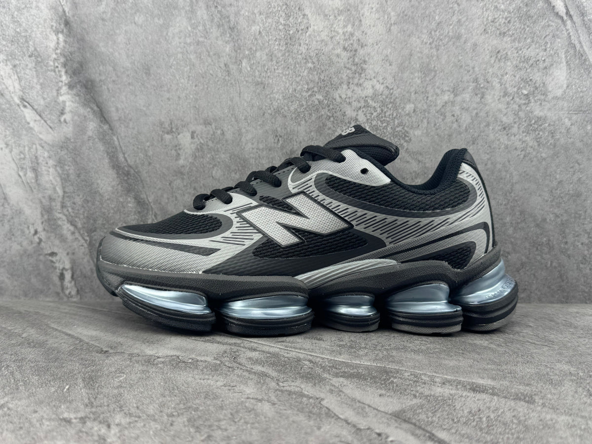 New Balance Black and Silver Running-Inspired Sneakers