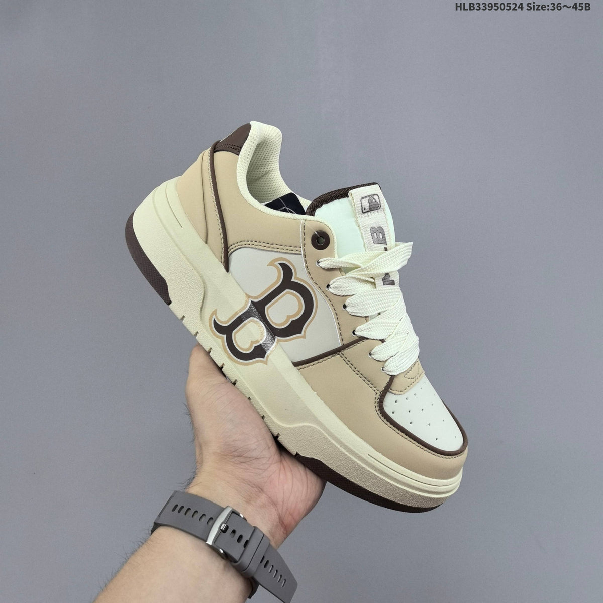 MLB Chunky Liner Low-Top Sneakers, Beige and Cream