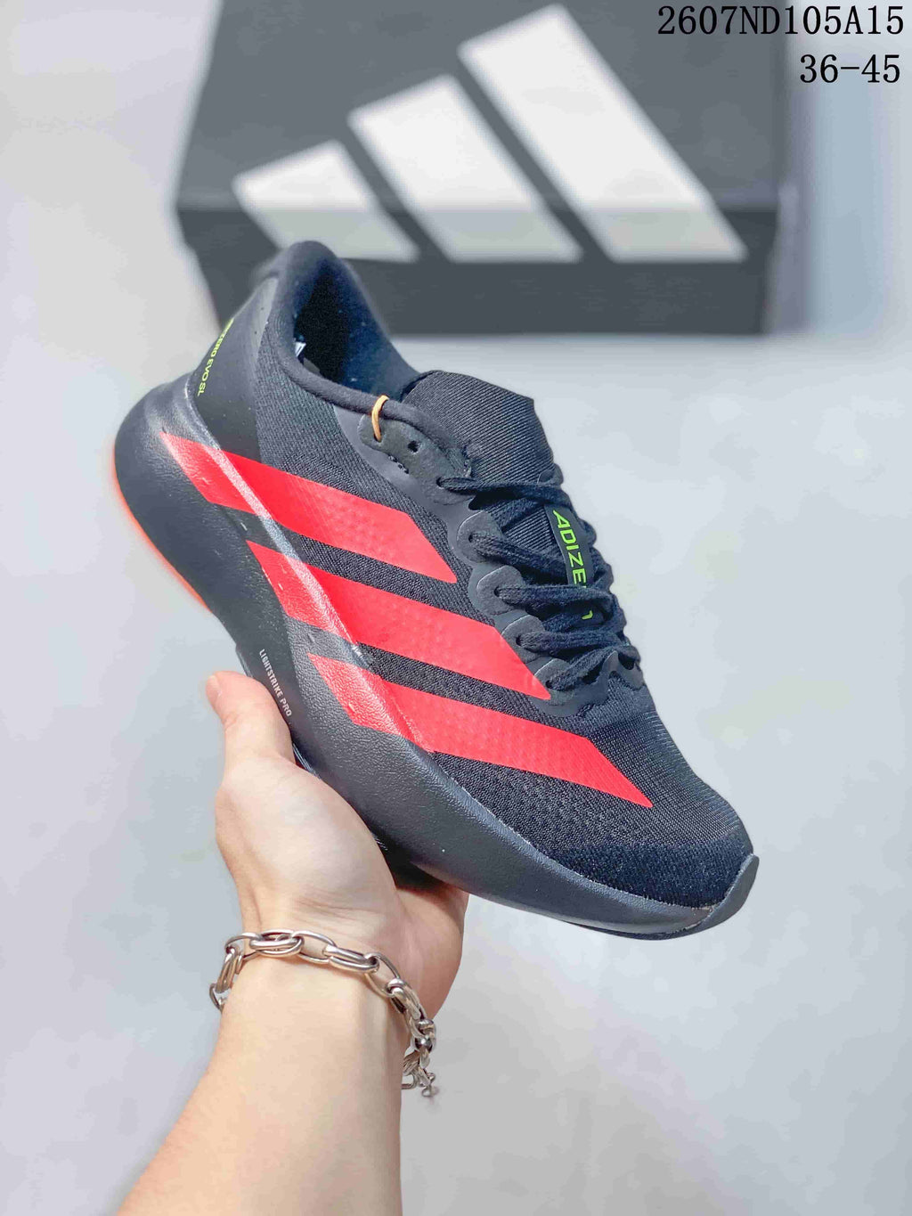 Adidas Adizero Evo SL Black Red Running Sneakers 2607ND105A15