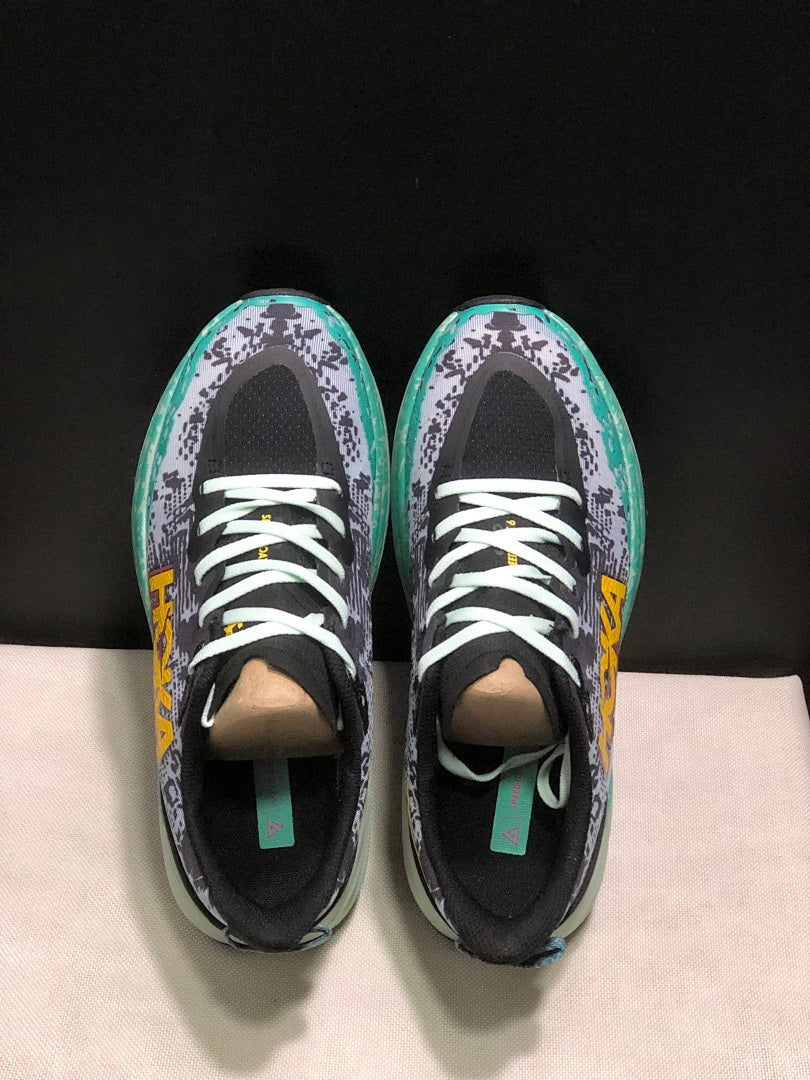 HOKA Speedgoat 6 Trail Running Shoes, Gray and Teal