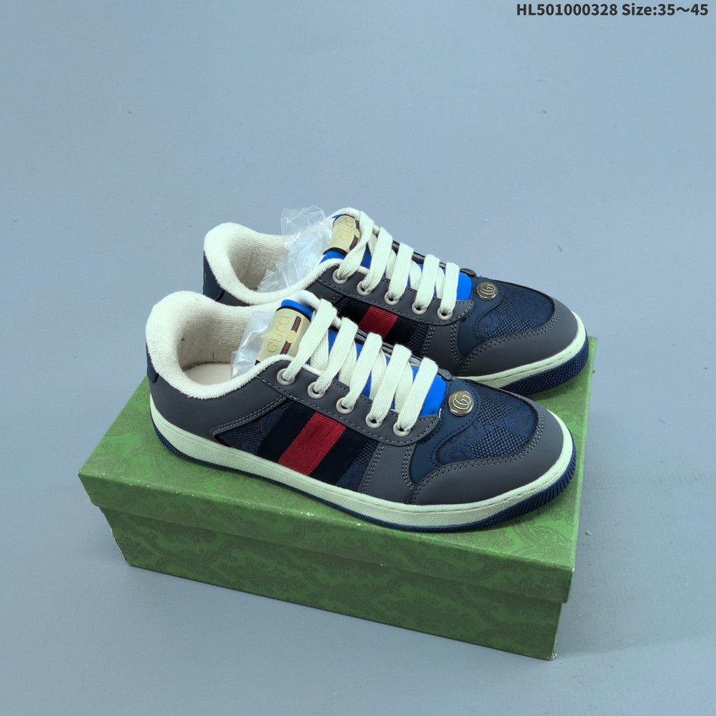 Gucci Distressed Screener Low-Top Sneakers