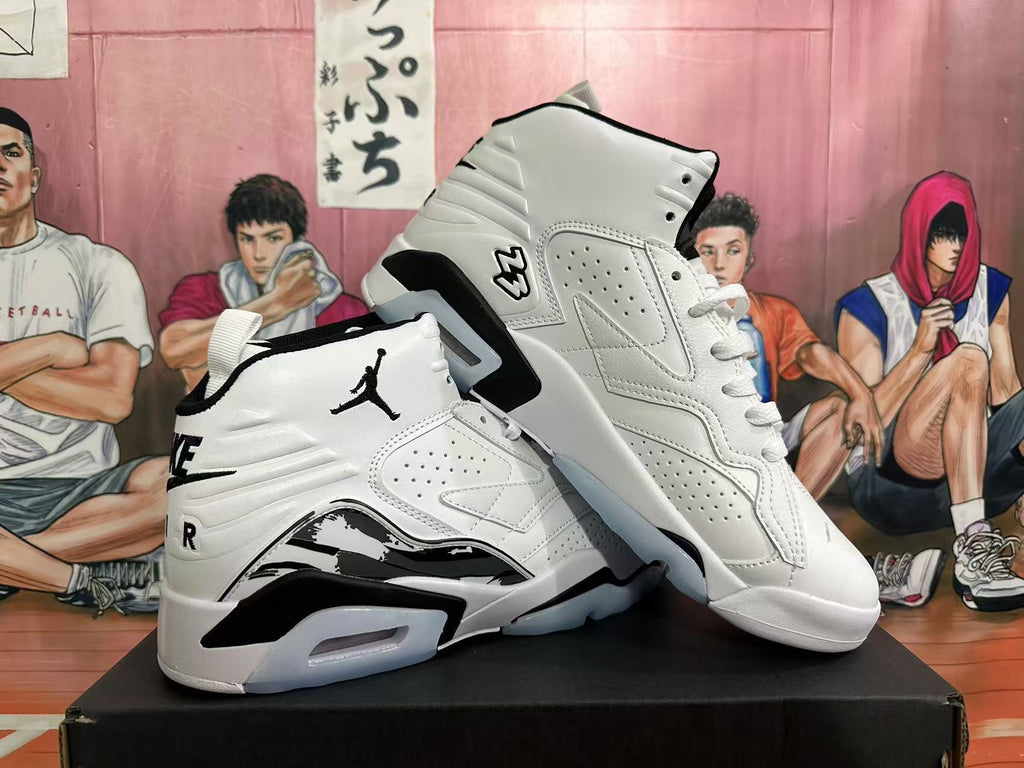 Jordan 6 Retro White and Black High-Top Sneakers