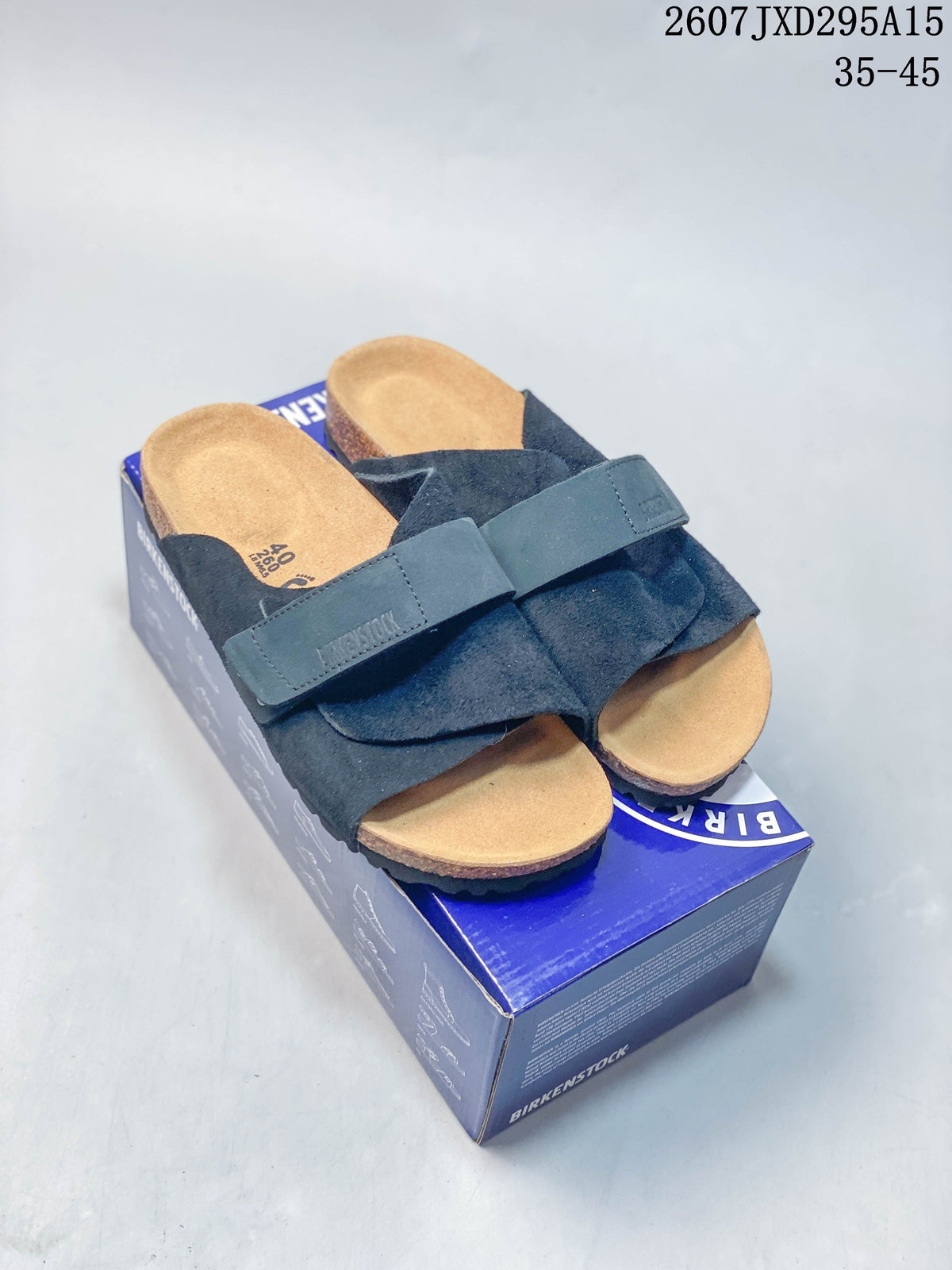 Birkenstock Boston Suede Shearling Crossover Sandals Black