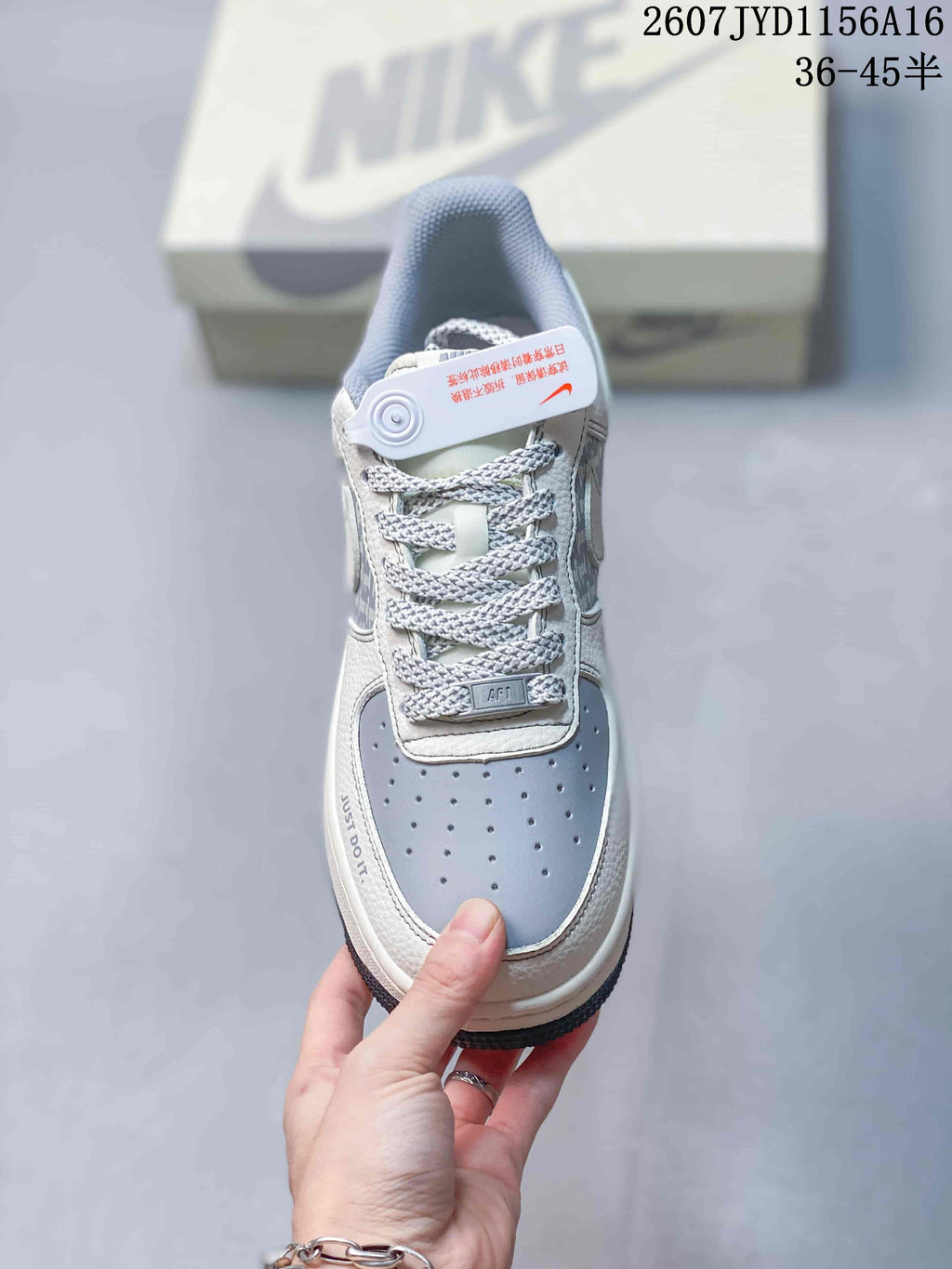 Nike Air Force 1 '07 Low Grey Blue Graphic Sneakers