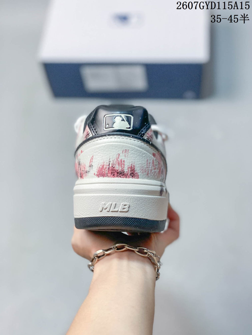MLB NY Graffiti Platform Sneakers Pink White 3ASXCA12N