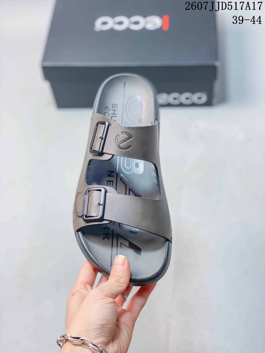 ECCO Two-Buckle Sandals in Taupe, Style 2607JJD517A17