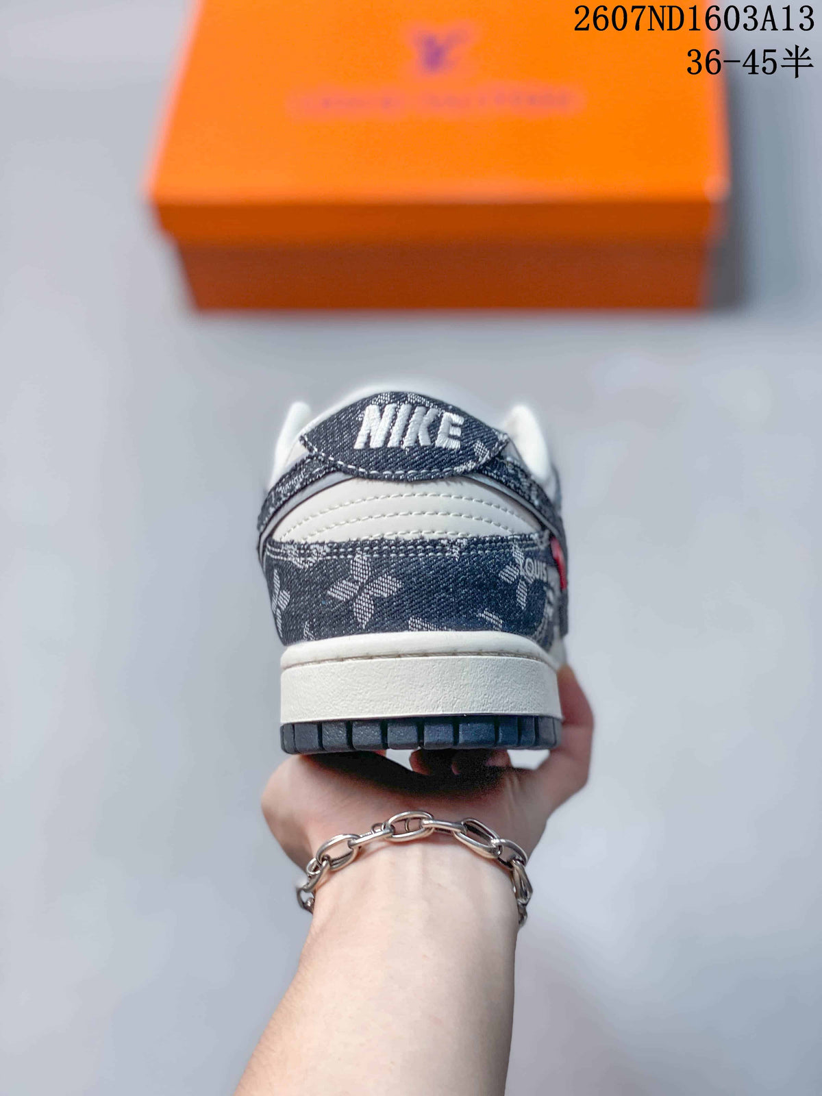 Nike SB Dunk Low LV-Pattern Grey White Sneakers
