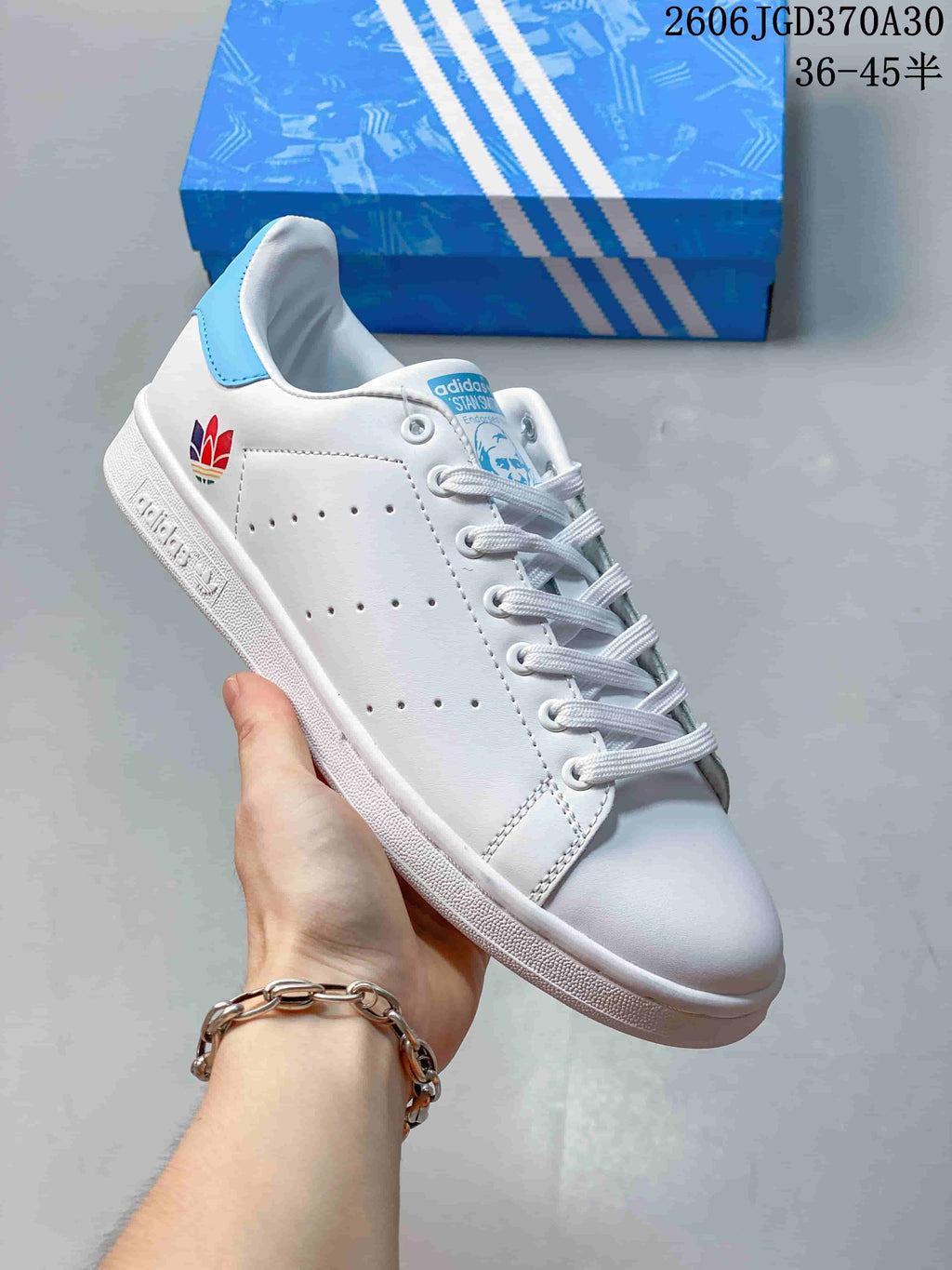 Adidas Stan Smith White Low-Top Sneakers with Color Heel Tabs