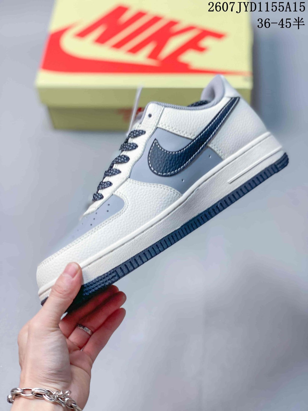 Nike Air Force 1 Grey Navy Sneakers 2607JYD1155A15
