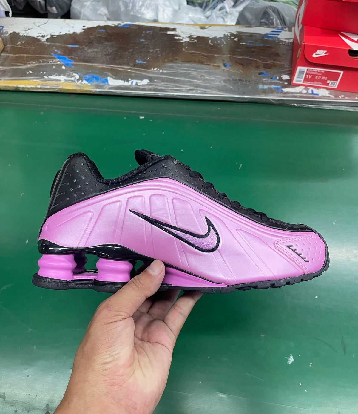 Nike Shox R4 Black and Purple Silver Sneakers