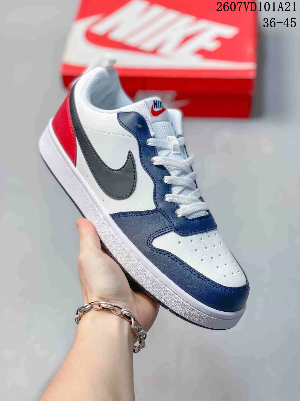Nike Court Borough Mid BG Sneakers White Navy Red