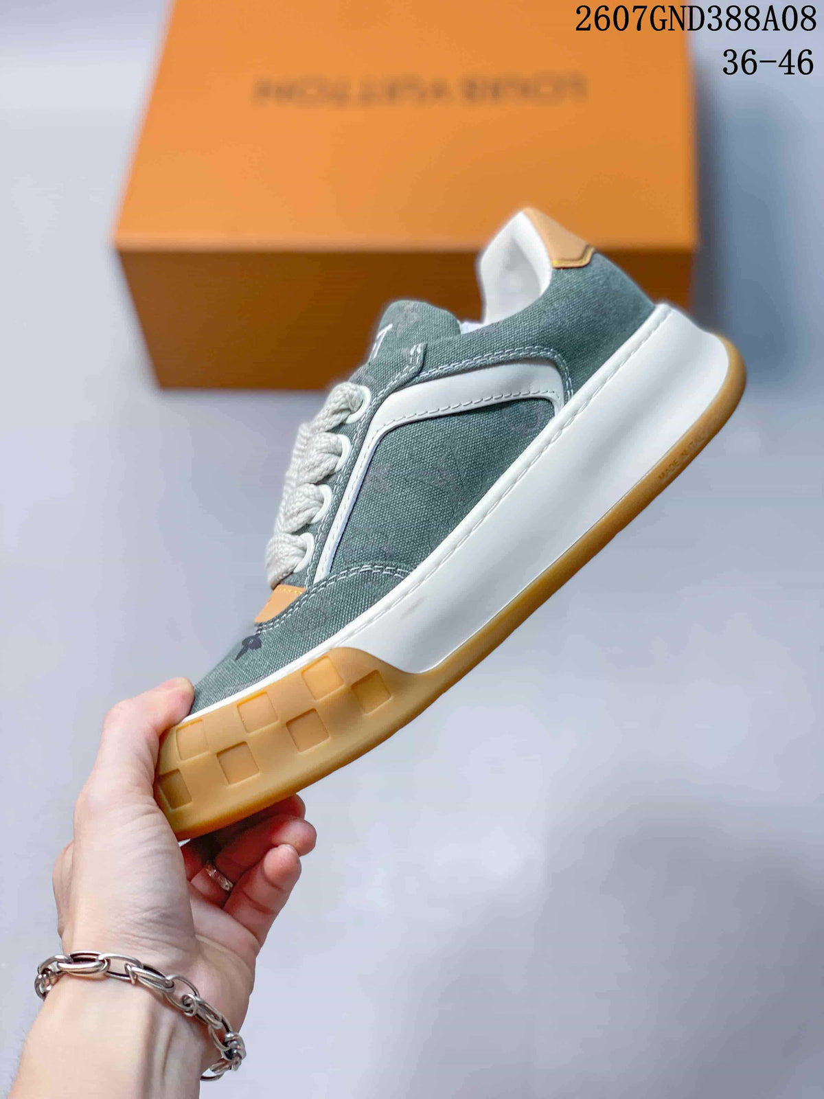Louis Vuitton Tilted Low-Top Sneakers in Green Monogram