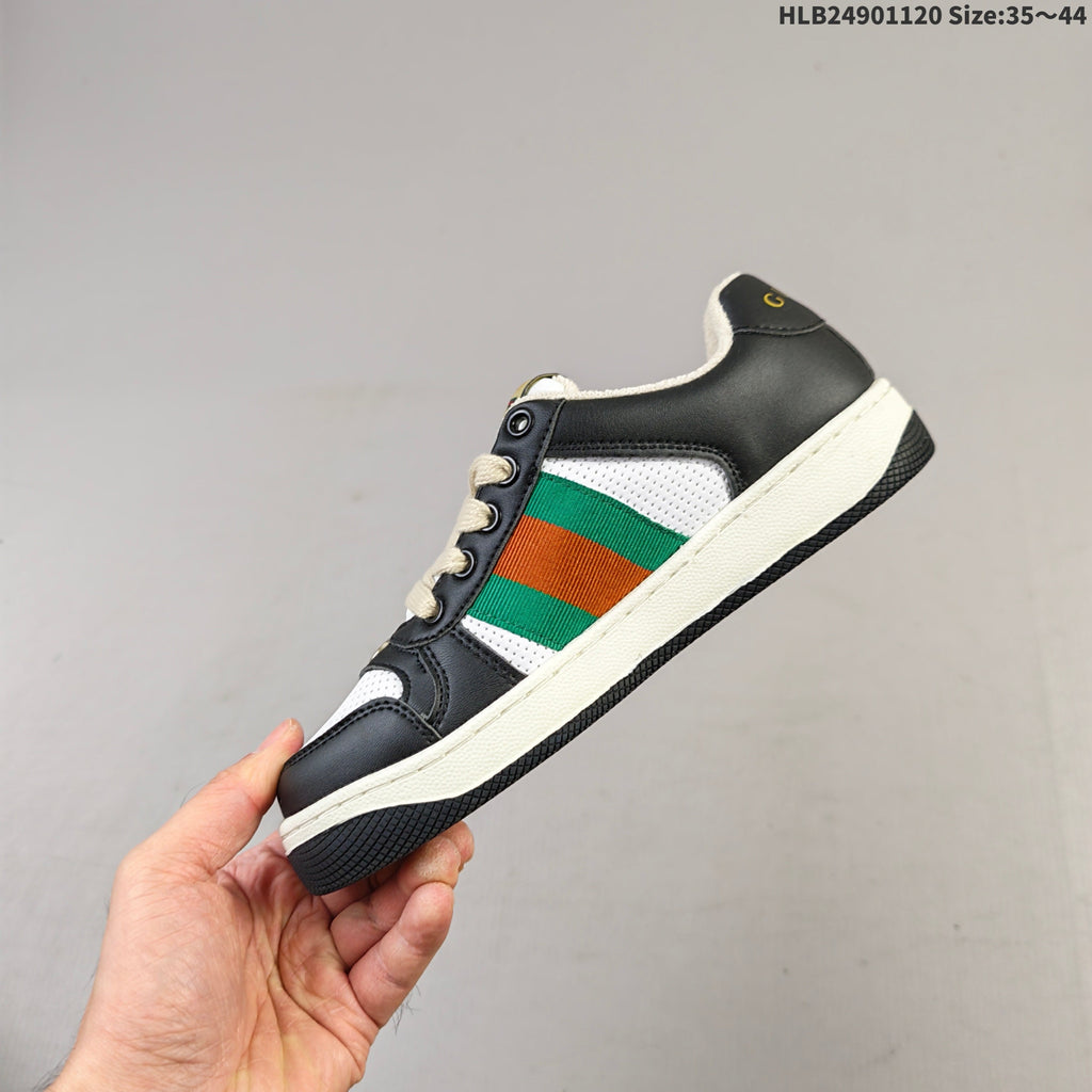 Gucci Screener Low-Top Sneakers in Black and White