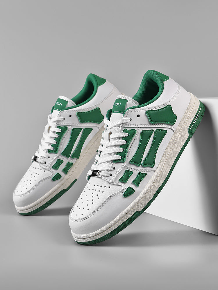 AVIRY Low-Top Sneakers in White and Green, MFS003-114