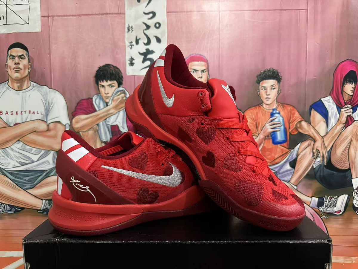 Nike Kobe Basketball Shoes Red Heart Print