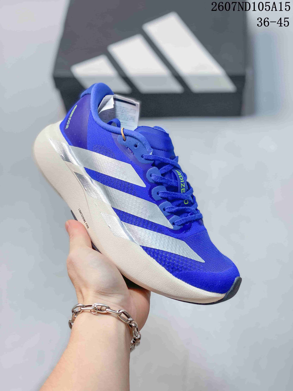 Adidas Adizero Evo SL Blue White Running Sneakers 2607ND105A15