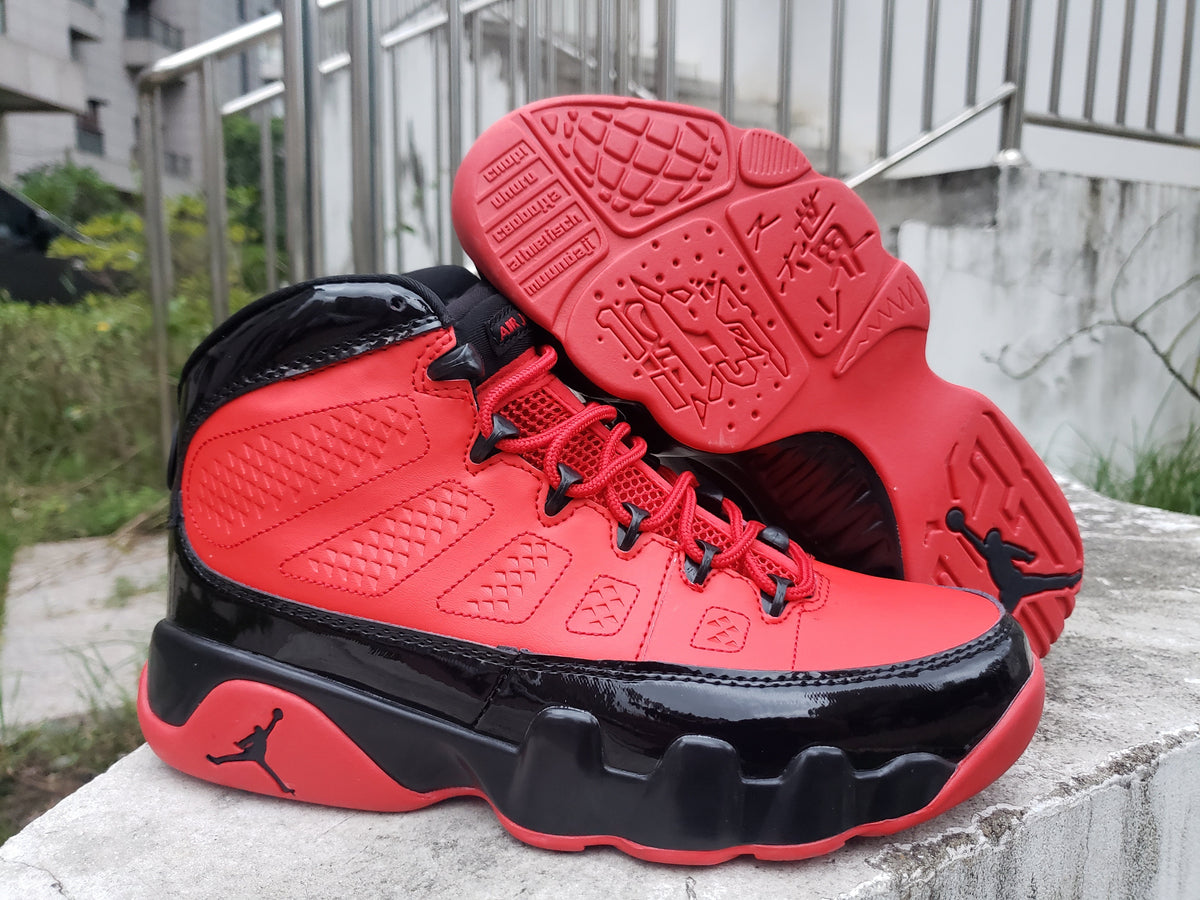 Jordan 9 High-Top Sneakers in Blue, White and Red