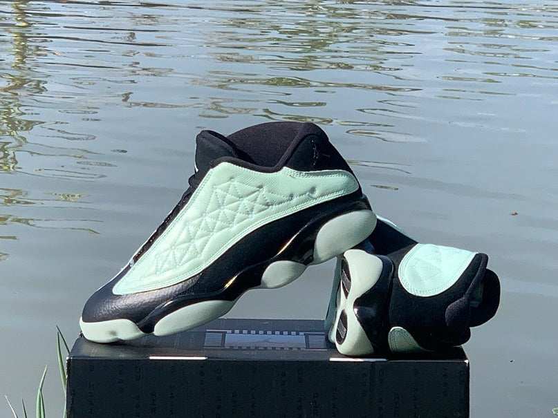Air Jordan 13 Low Singles Day Black and Mint Sneakers