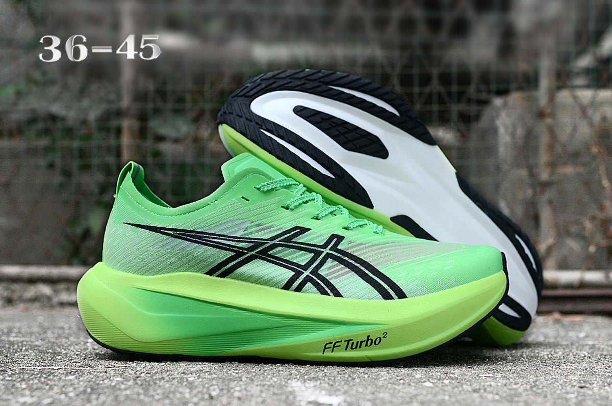 ASICS Green Running Shoes with Black Logo