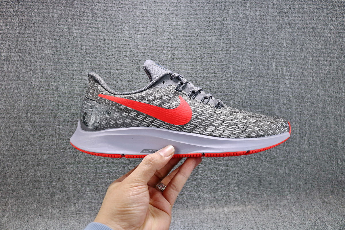 Nike Air Zoom Pegasus 35 Running Shoes, Grey/Crimson 942851-006