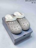 Balenciaga Logo Clog Sandals in Off-White with Brown Strap