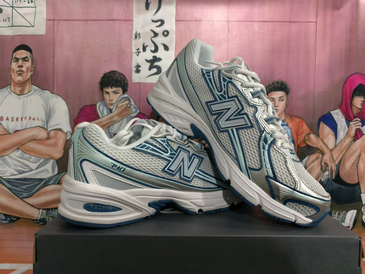 New Balance 740 White and Blue Sneakers