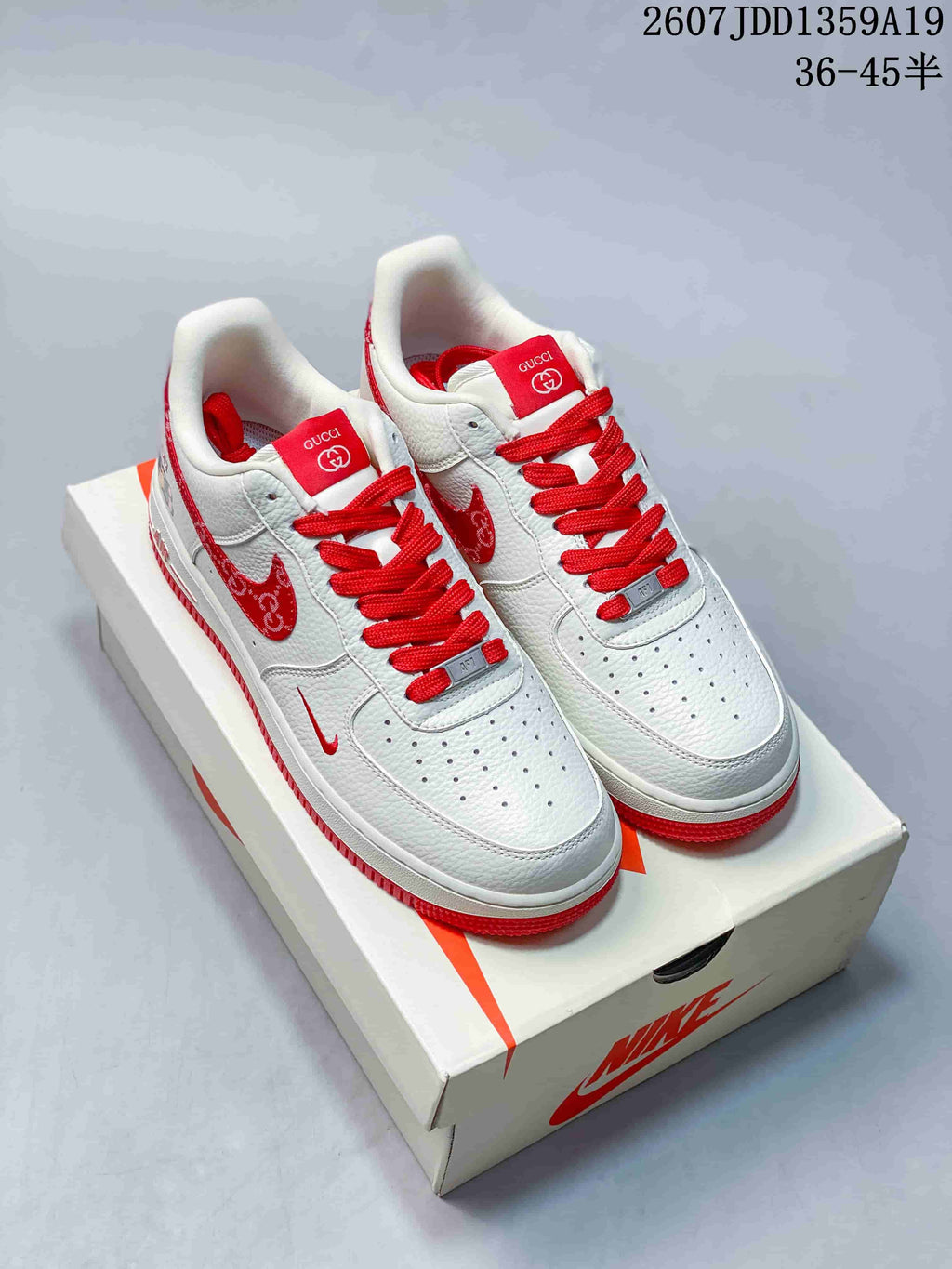 Nike Air Force 1 Low White Red Sneakers 2607JDD1359A19