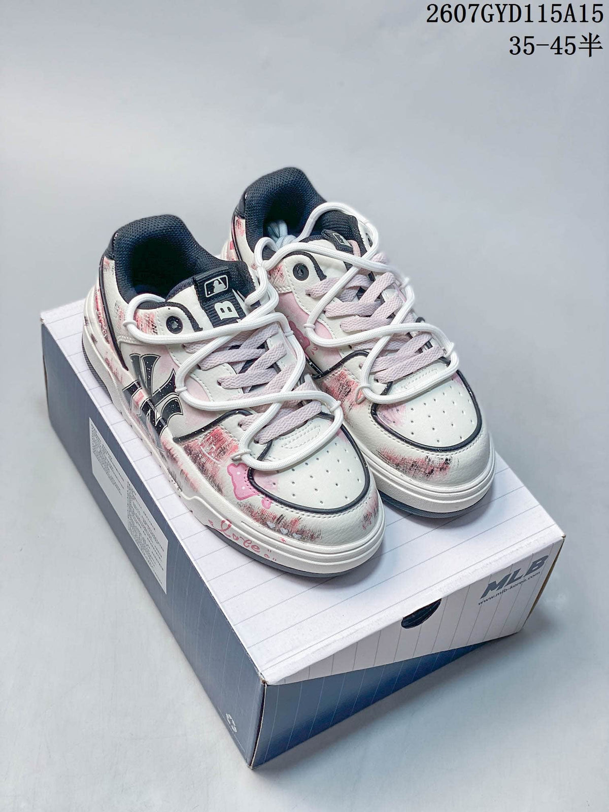 MLB NY Graffiti Platform Sneakers Pink White 3ASXCA12N
