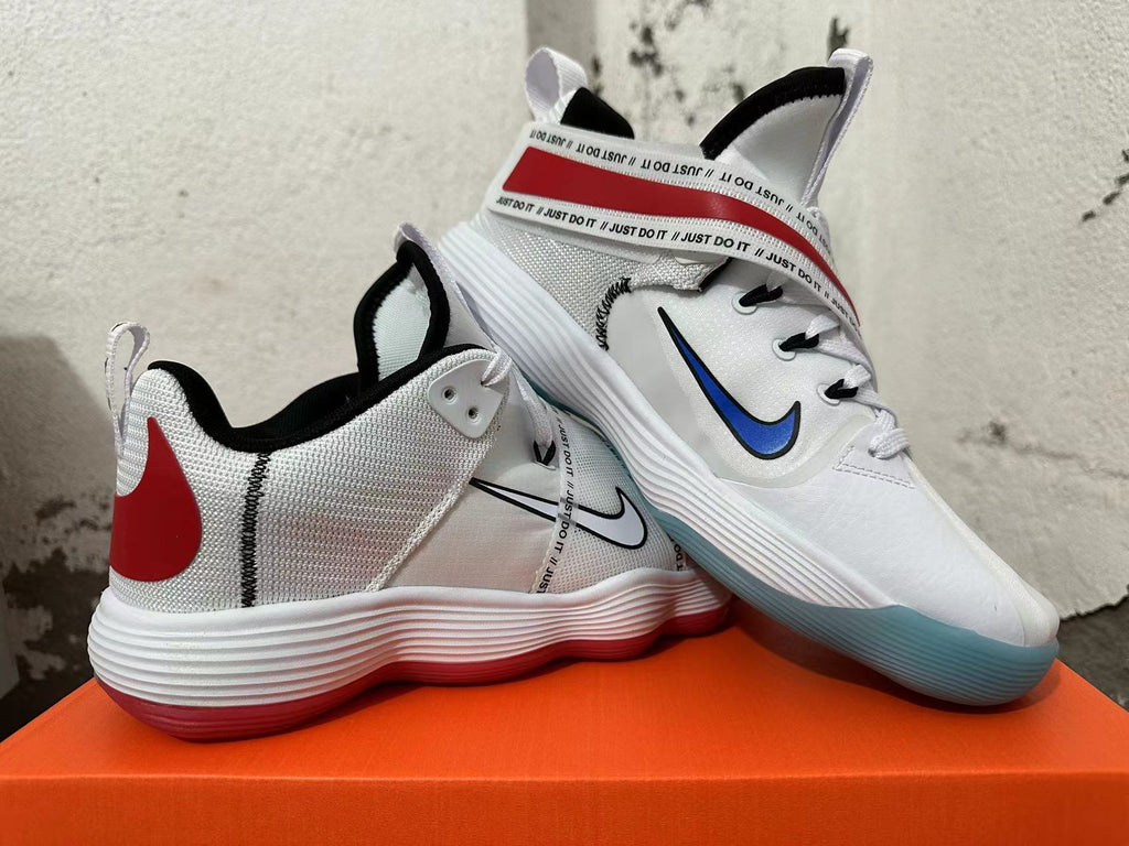 Nike White and Red Basketball Sneakers with Strap