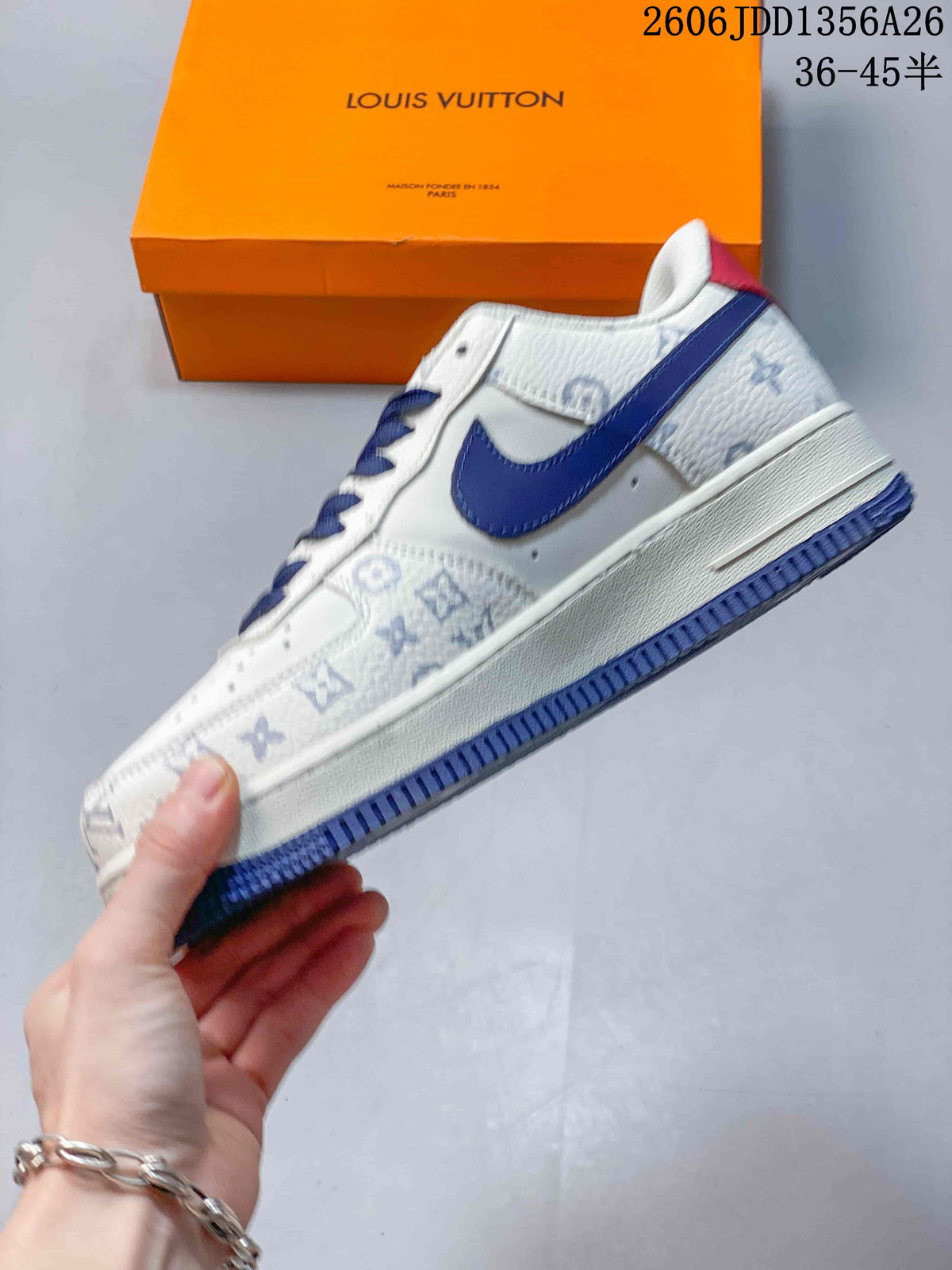 Nike Air Force 1 '07 Low White Blue Monogram Sneakers