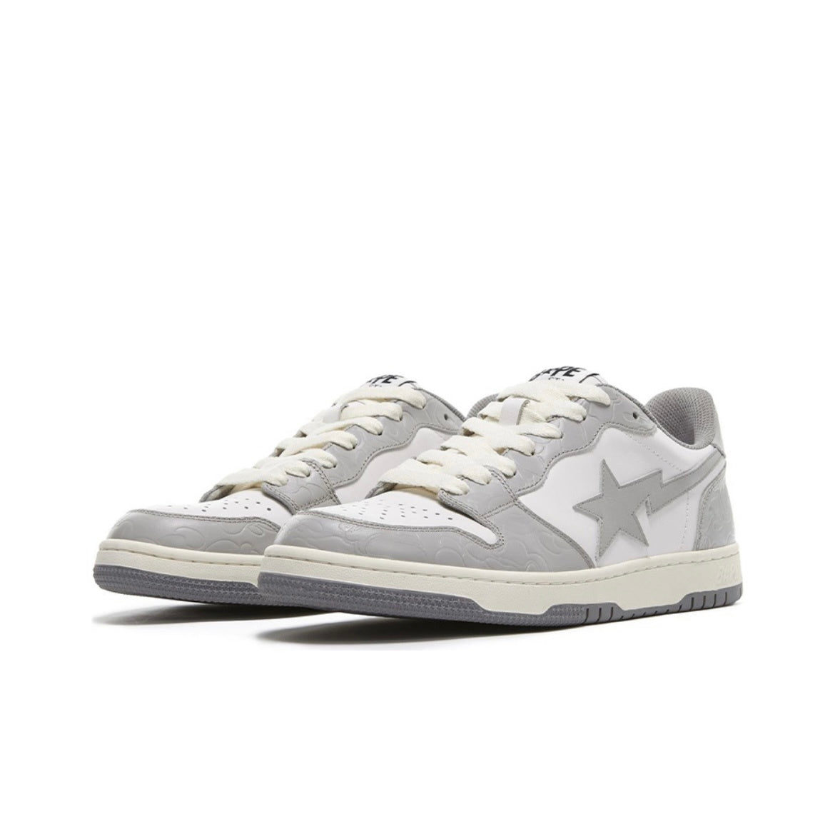 A BATHING APE BAPE Court Sta Low Sneakers White Grey