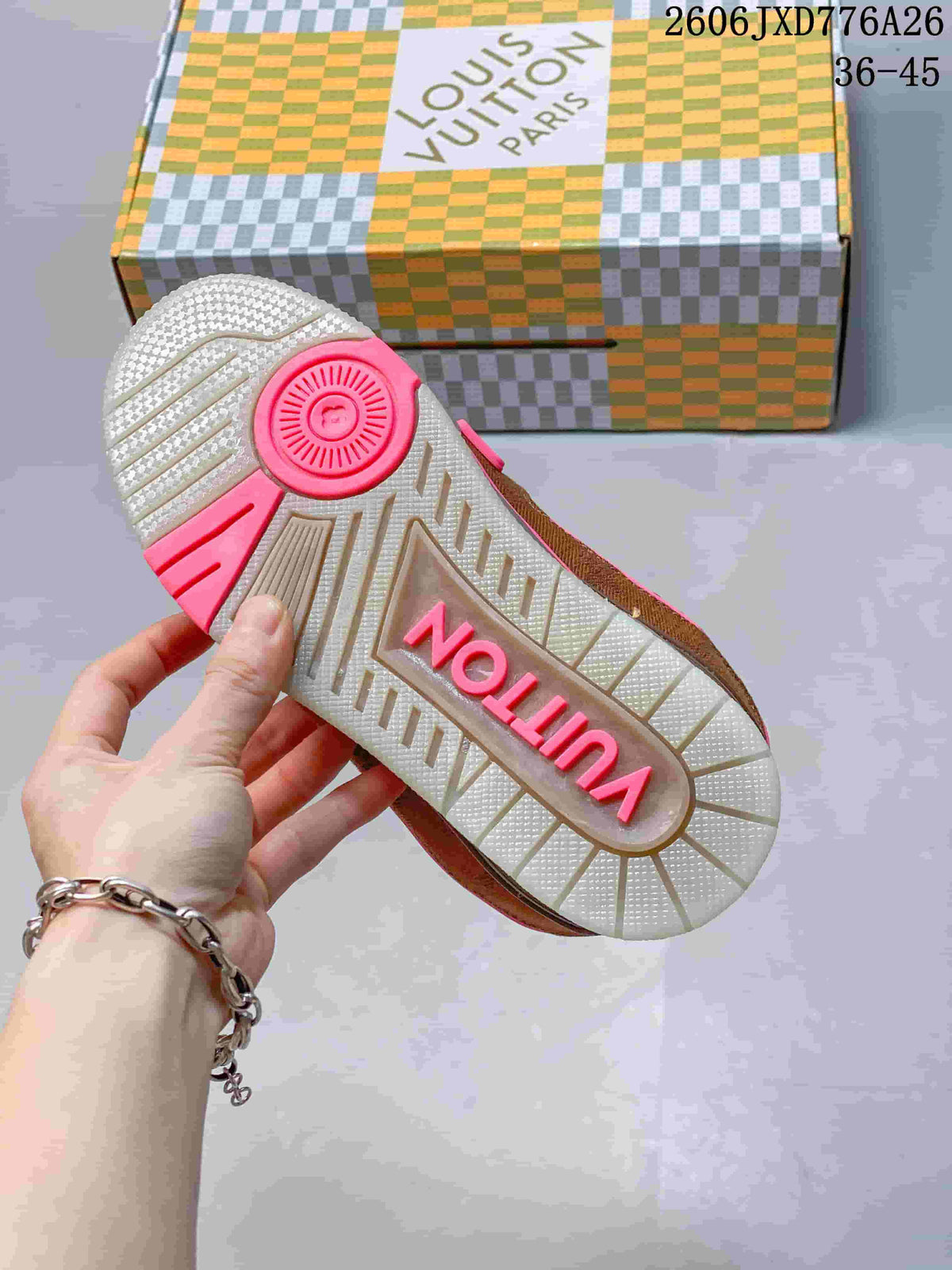 Louis Vuitton Trainer Low-Top Sneakers in Pink and Brown