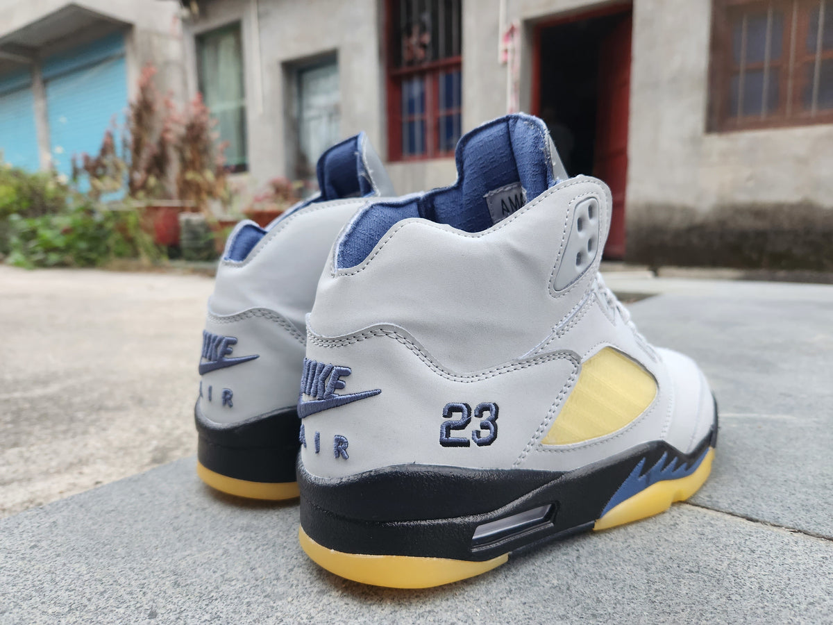 Air Jordan 5 High-Top Sneakers in Black and Yellow