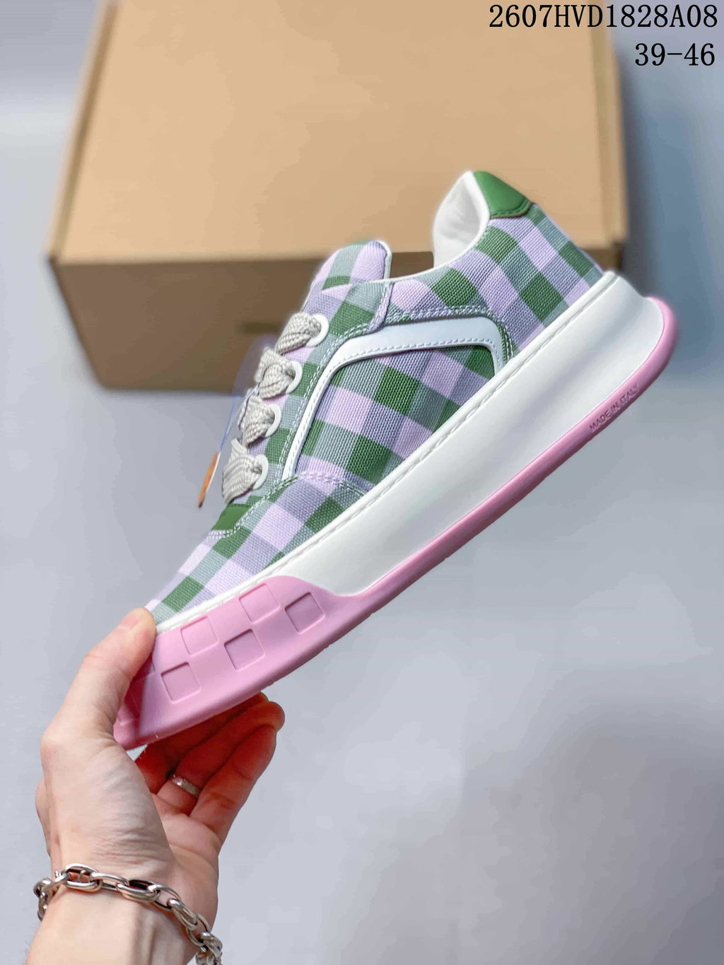 Louis Vuitton Tilted Checkerboard Sneakers Green Pink