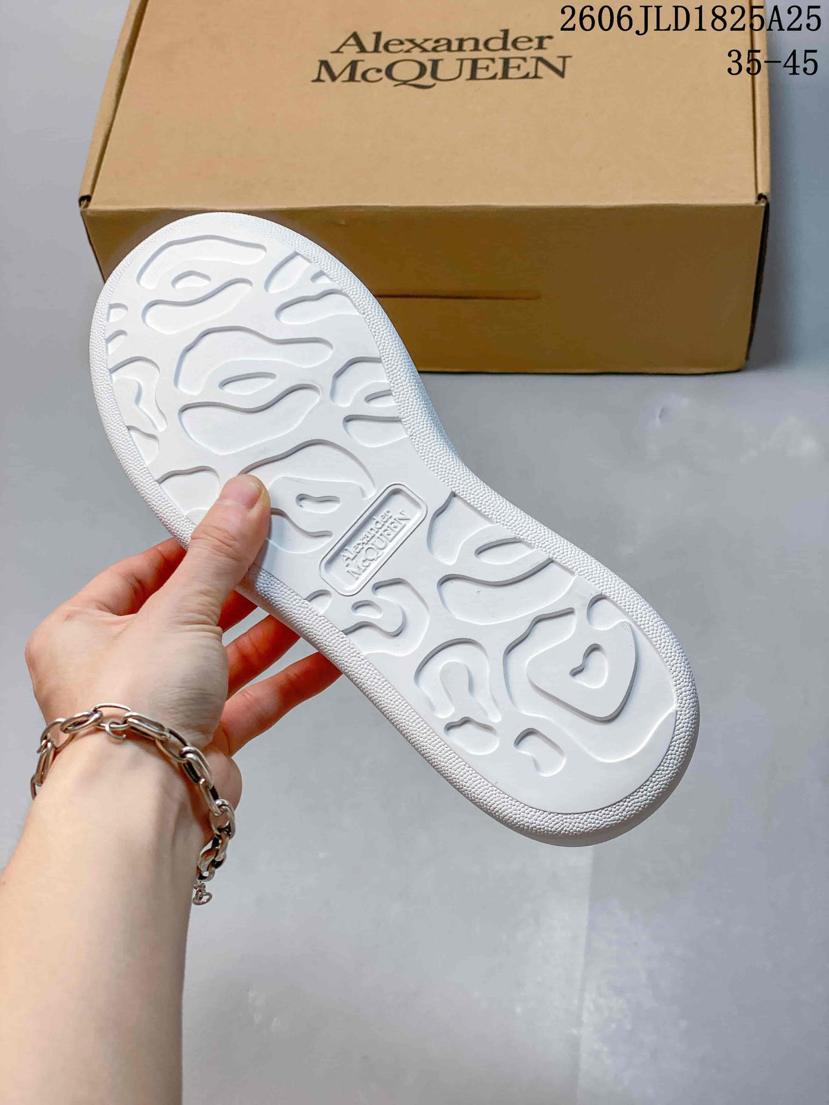 Alexander McQueen White Platform Sneakers with Blue Heel Tab