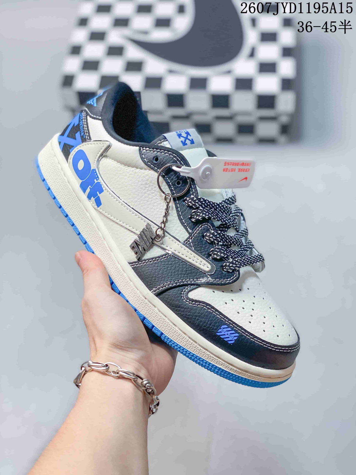 Jordan Air Jordan 1 Low White Black Blue Sneakers 2607JYD1195A15
