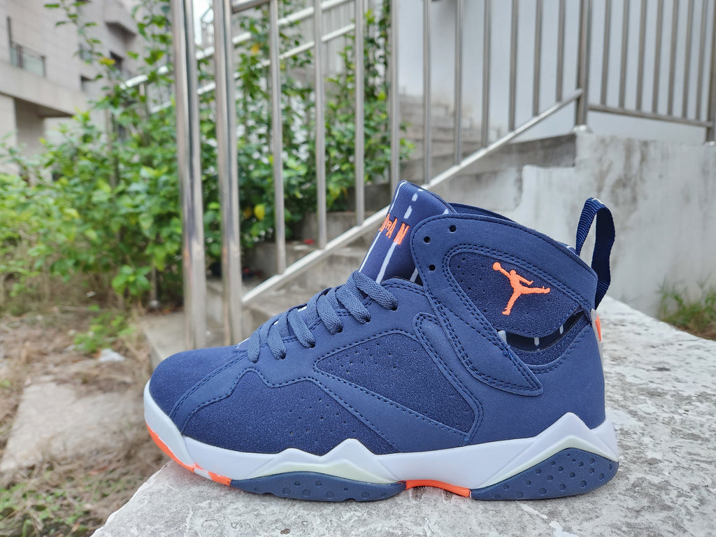 Jordan 7 Men's Sneakers in Navy, White and Orange