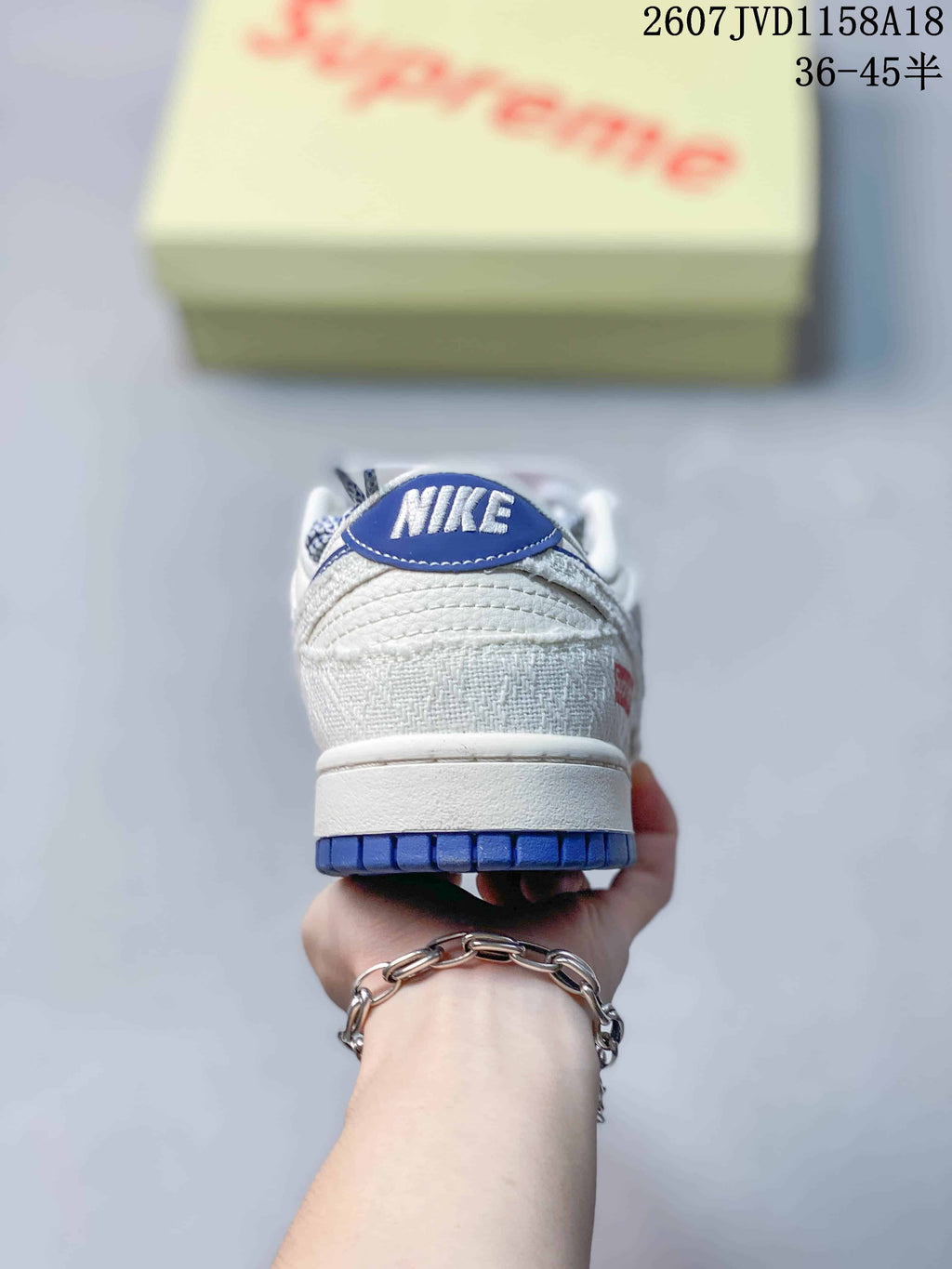 Nike SB Dunk Low Gray White Blue Skate Sneakers 2607JVD1158A18