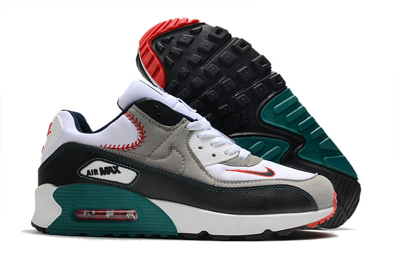 Nike Air Max 90 White Grey Black Teal Red Sneakers