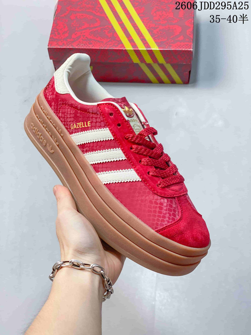 Adidas Gazelle Bold Red Platform Sneakers