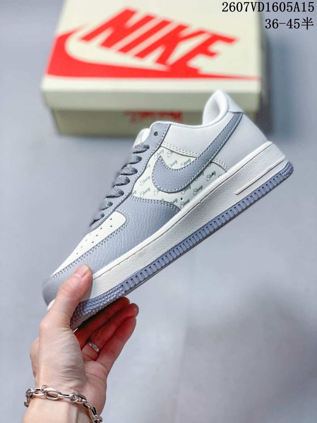 Nike Air Force 1 Grey White Patterned Sneakers 2607VD1605A15