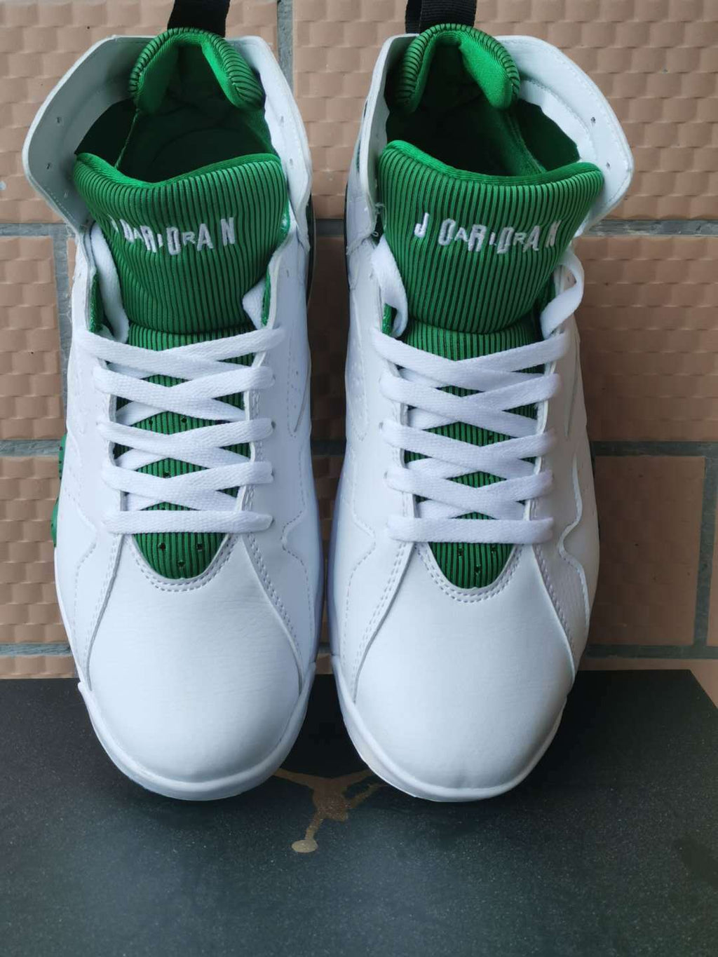 Jordan 7 Retro Sneakers in Wheat, White and Green