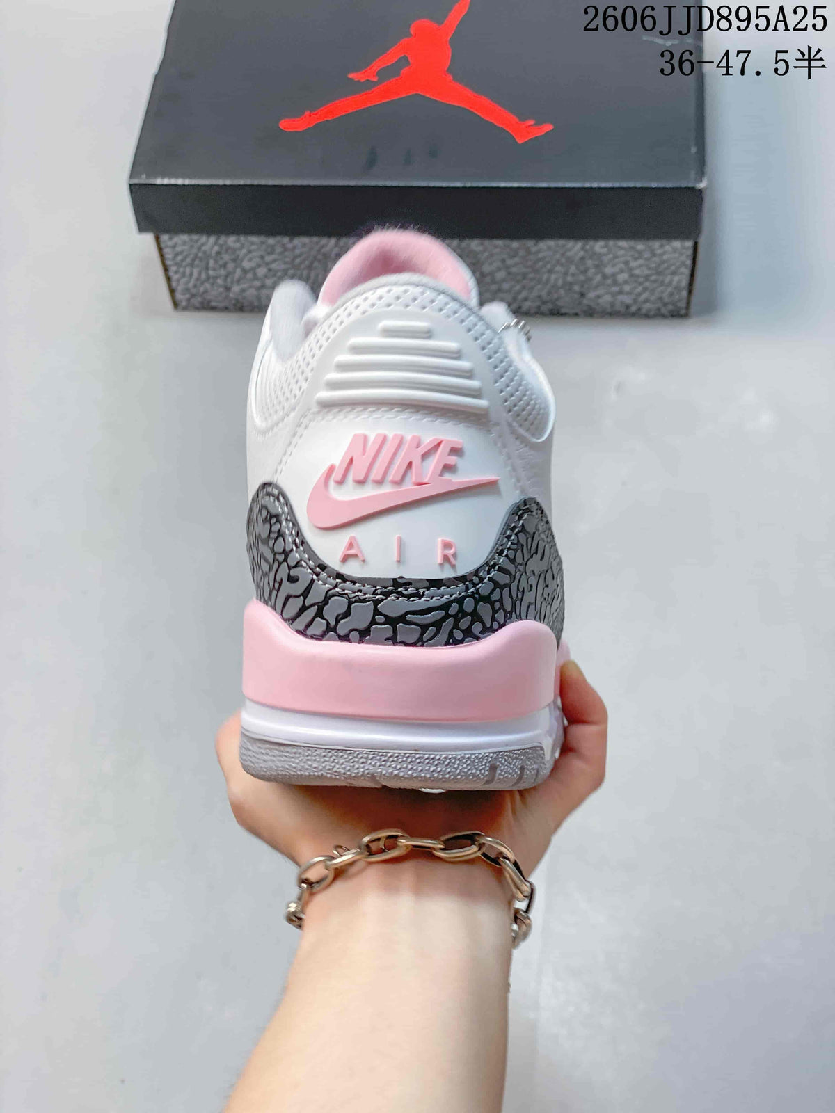 Nike Air Jordan 3 Retro White Pink Gray Sneakers IX6149-100