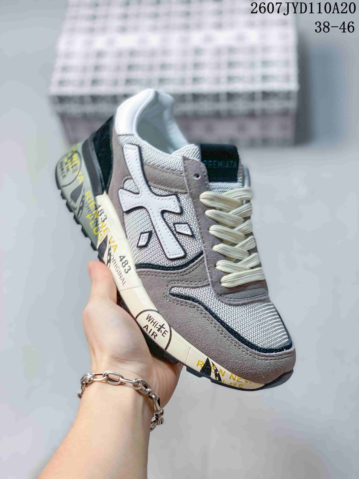 Premiata 2607 JYD110A20 Grey White Retro Sneakers