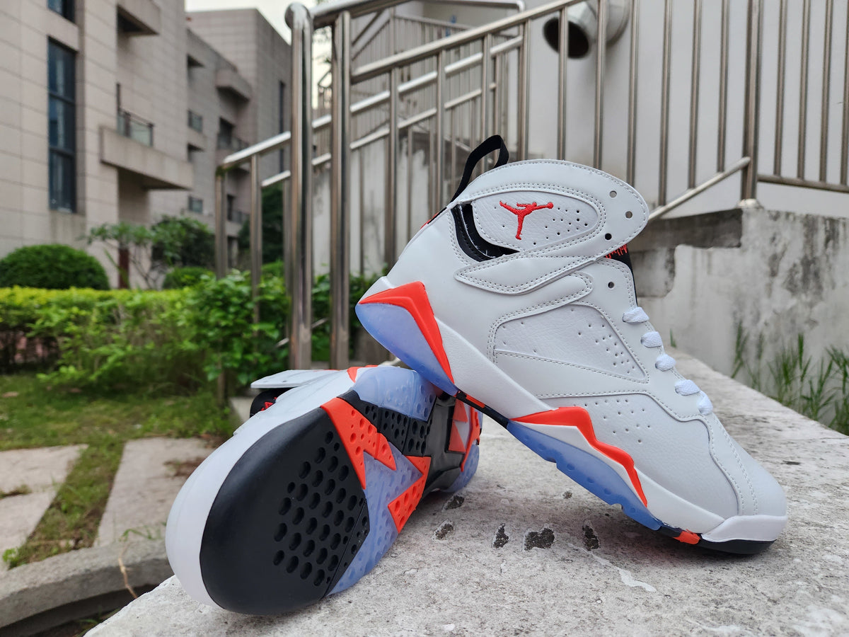 Jordan 7 White and Red High-Top Sneakers
