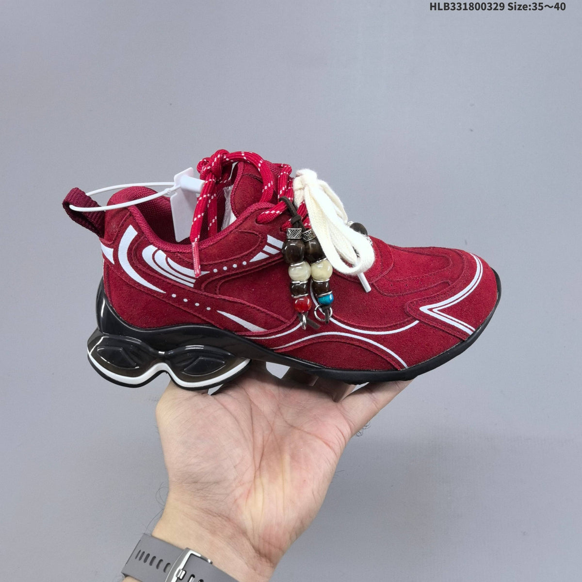 GG-CC Low-Top Chunky Sneakers in Burgundy