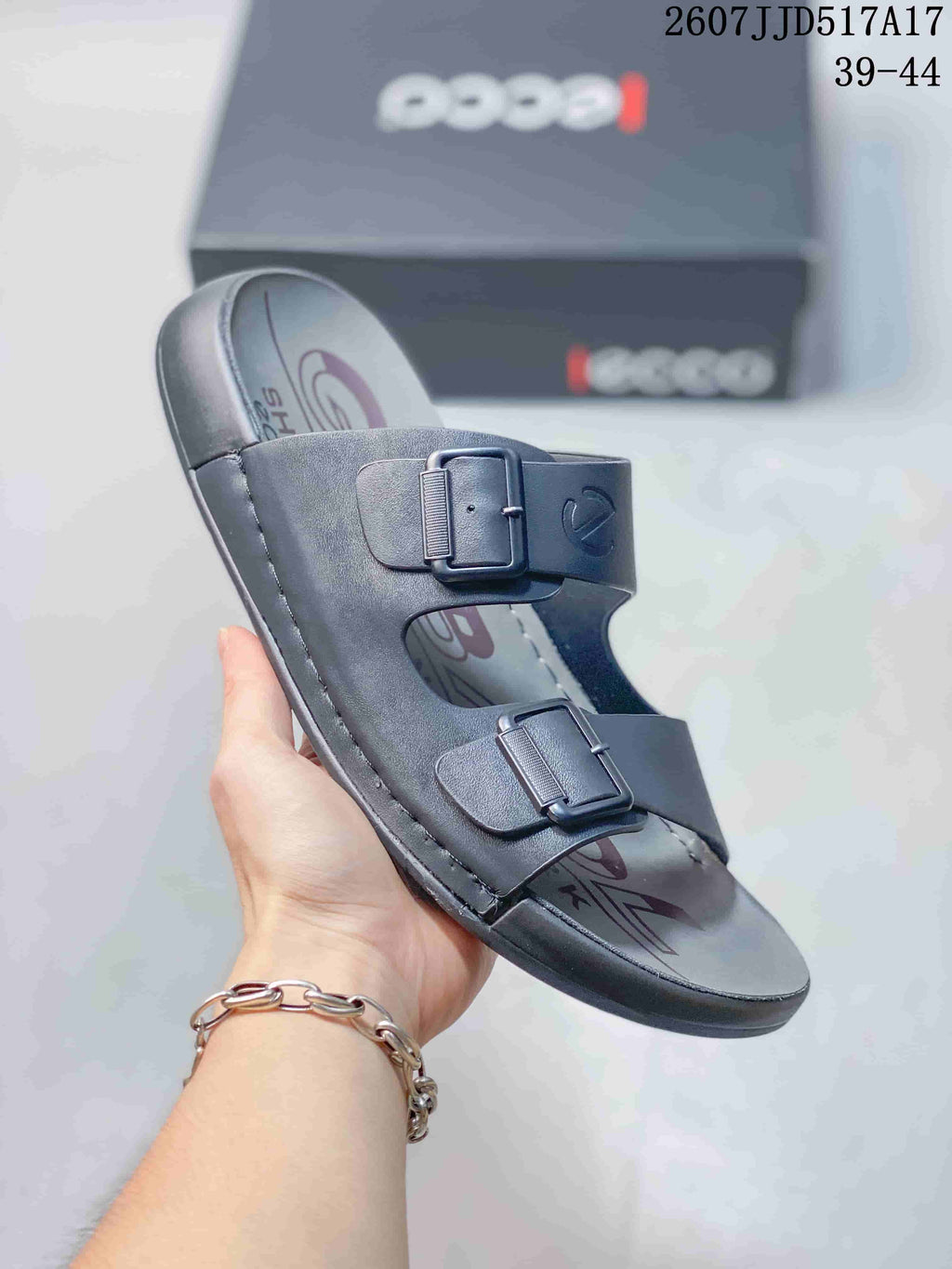 ECCO Two-Buckle Sandals Dark Gray 2607JJD517A17