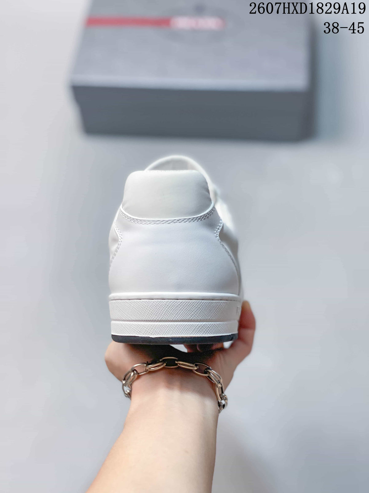Prada Downtown White Leather Low-Top Sneakers 2607HXD1829A19