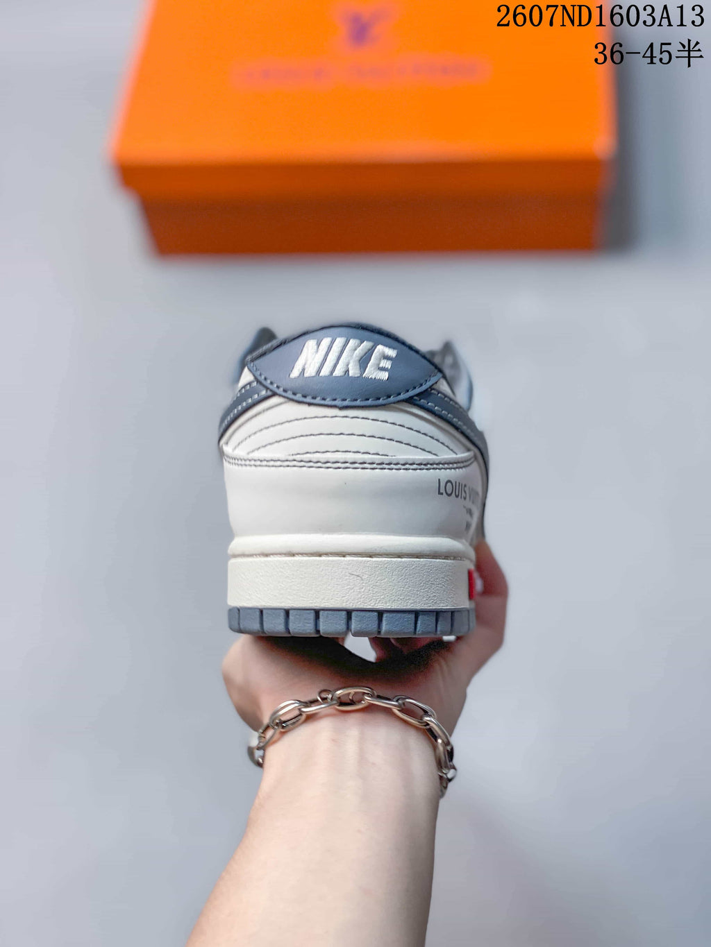 Nike SB Dunk Low LV Print White Grey Sneakers 2607ND1603A13