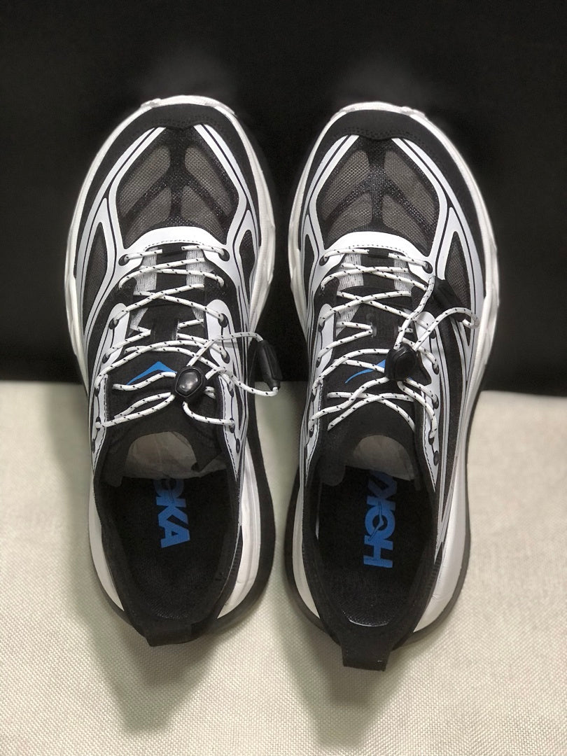 HOKA Stinson One 7 Black and White Trail Sneakers